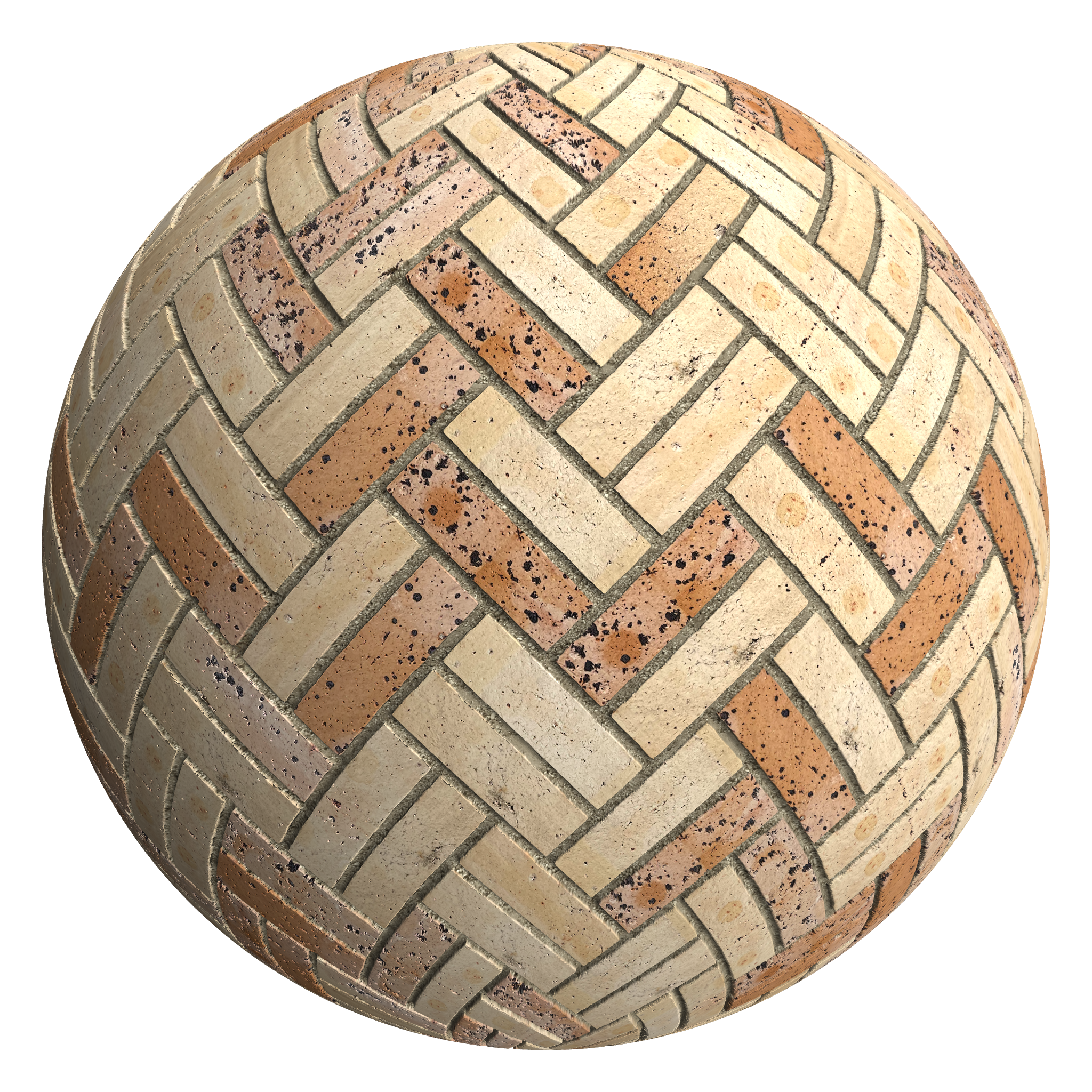 3D sphere preview of Berelands Brick, Double Herringbone seamless texture