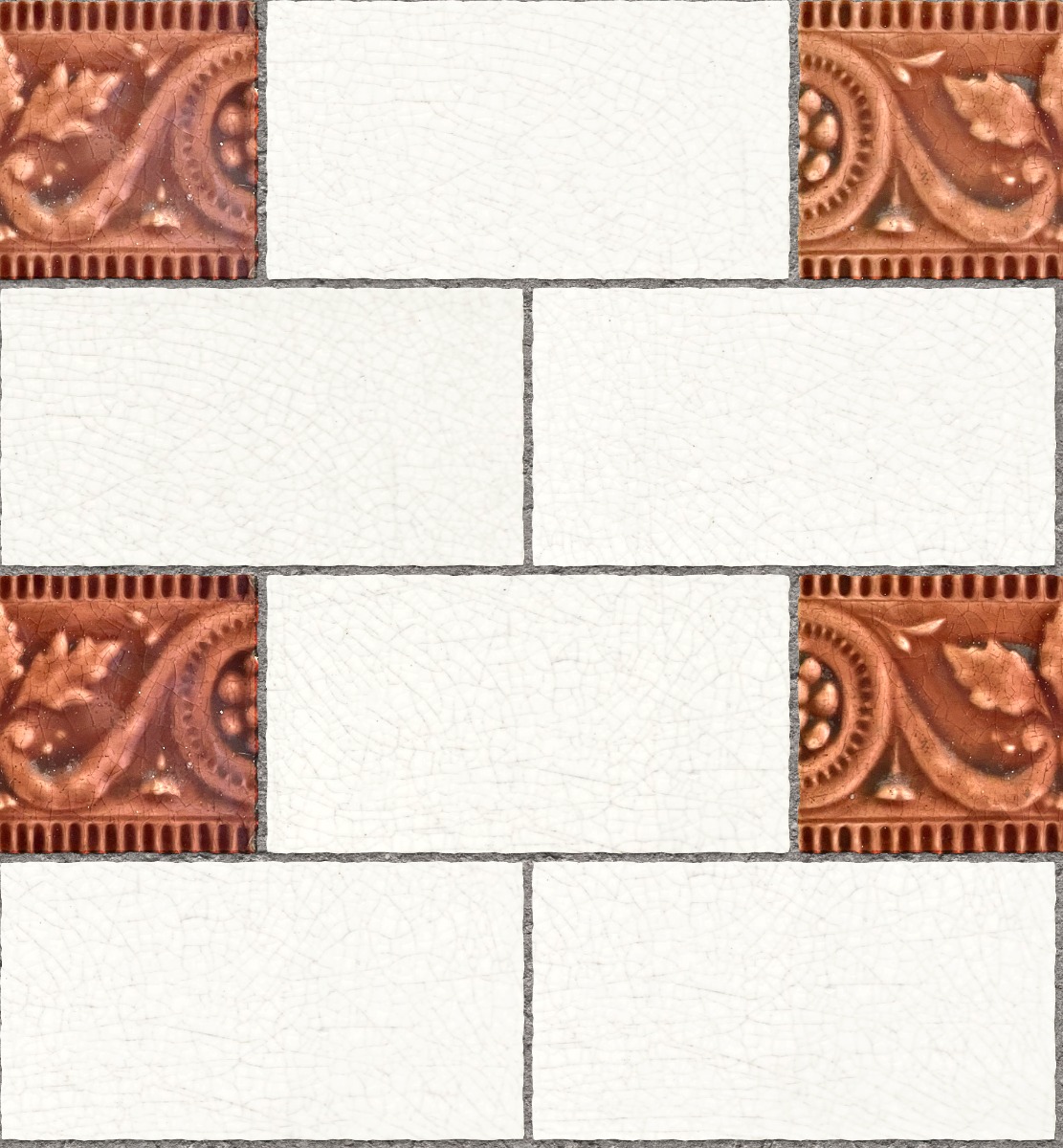 A seamless tile texture with crazing tile tiles arranged in a Stretcher pattern