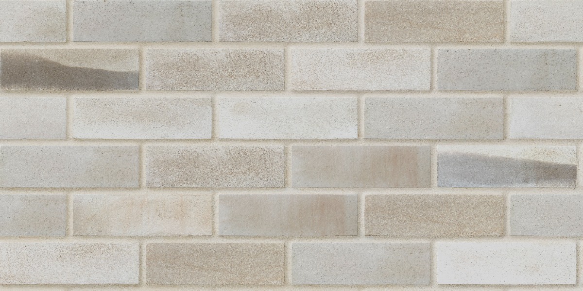 A seamless brick texture with darney sandstone brick units arranged in a Stretcher pattern