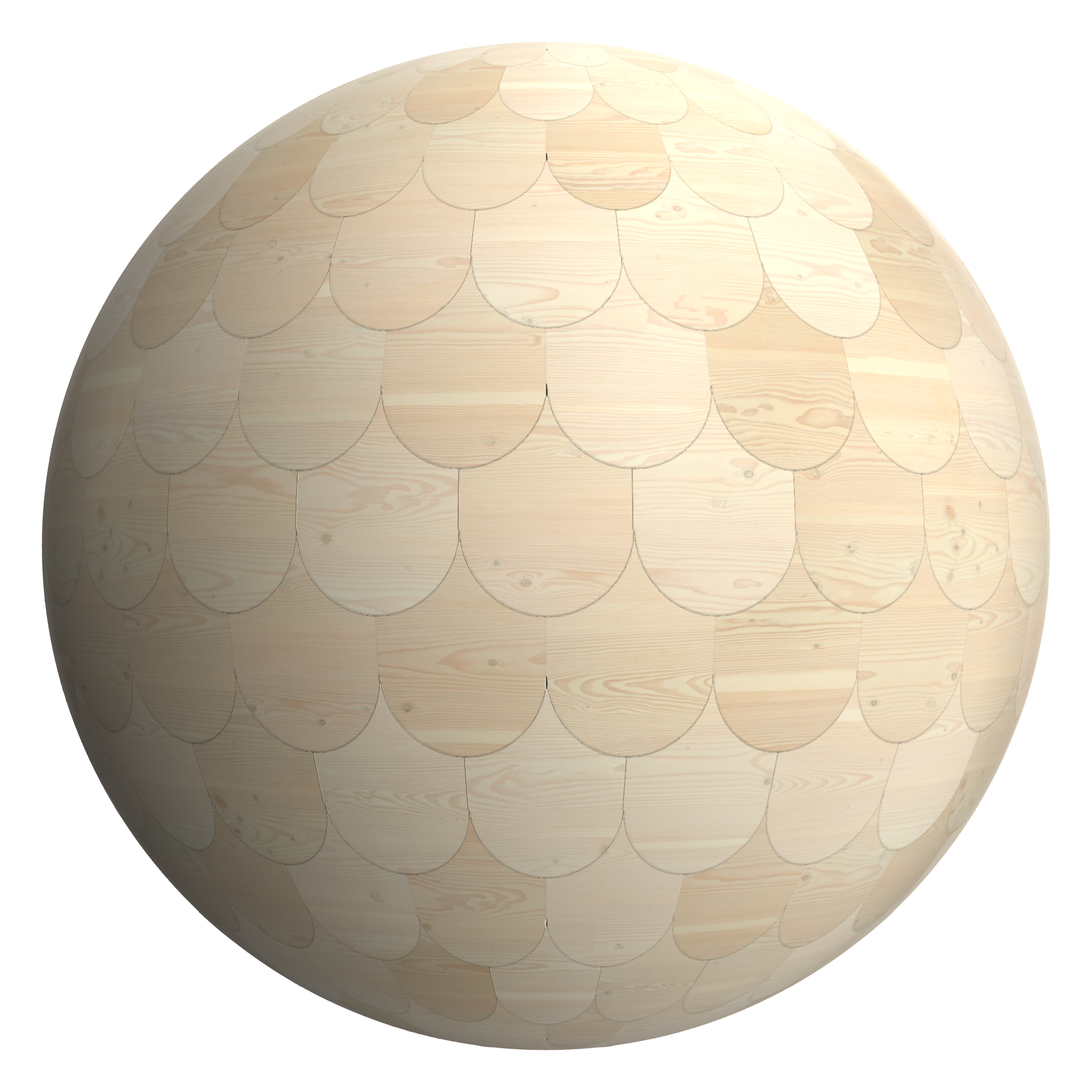 3D sphere preview of Douglas Fir, Fishscale Shingles seamless texture