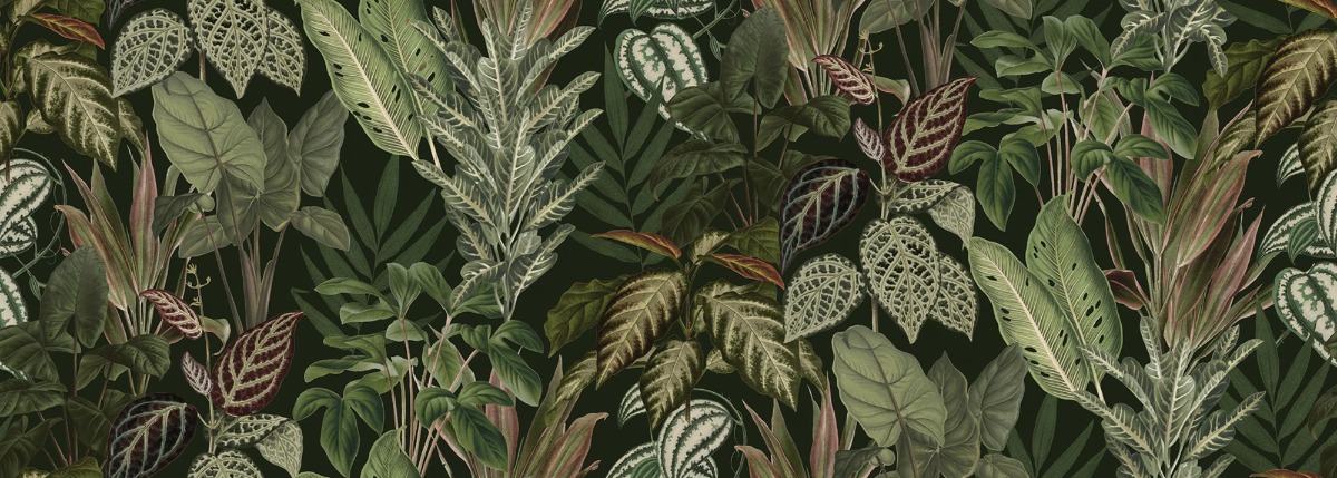 A seamless wallpaper texture with mischievous jungle, lush units arranged in a None pattern