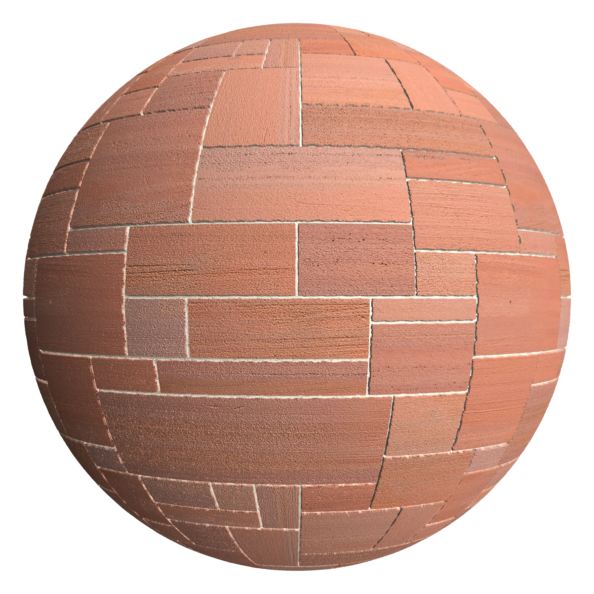 3D sphere preview of Red Sandstone, Uncoursed Ashlar seamless texture