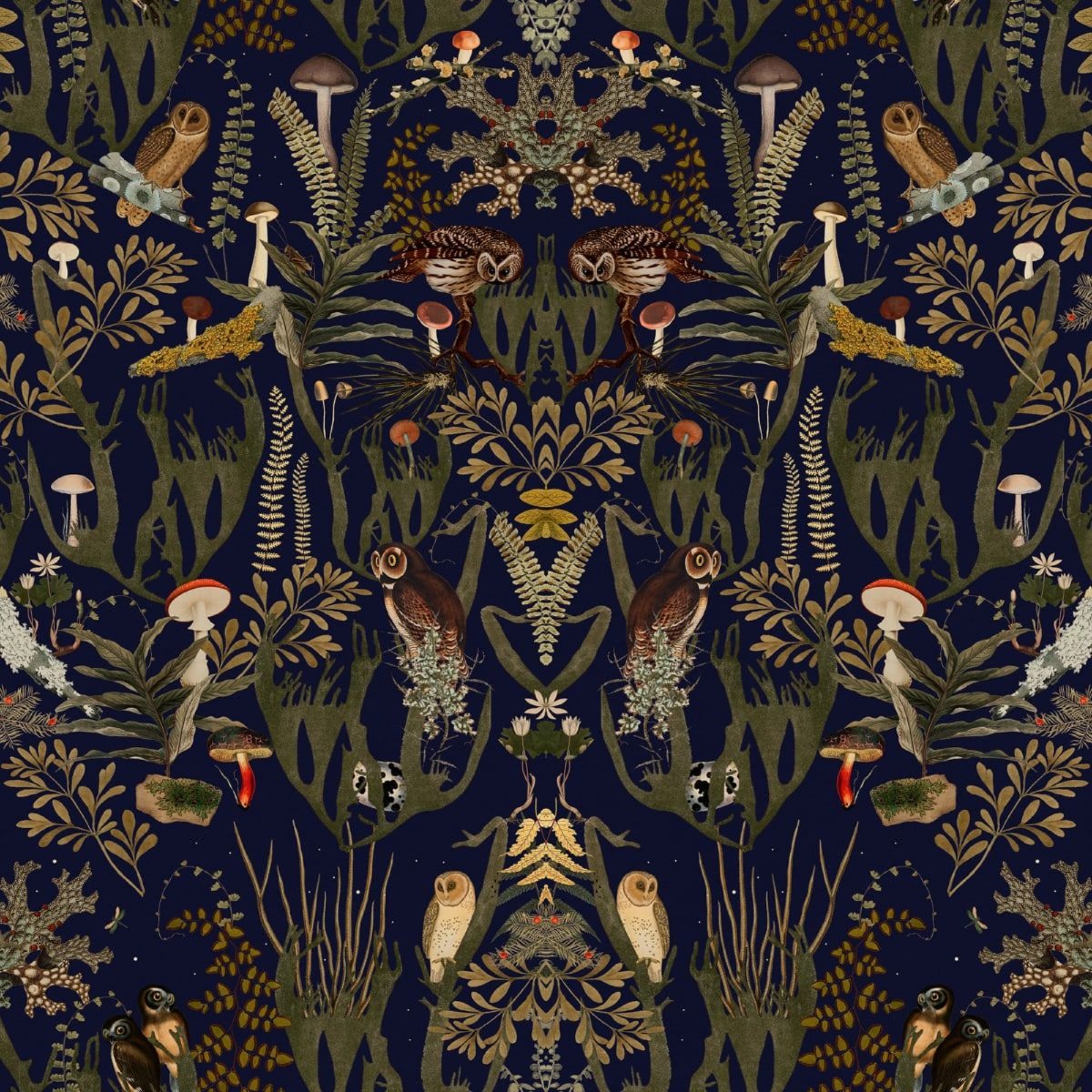 A seamless wallpaper texture with the swedish forest units arranged in a None pattern