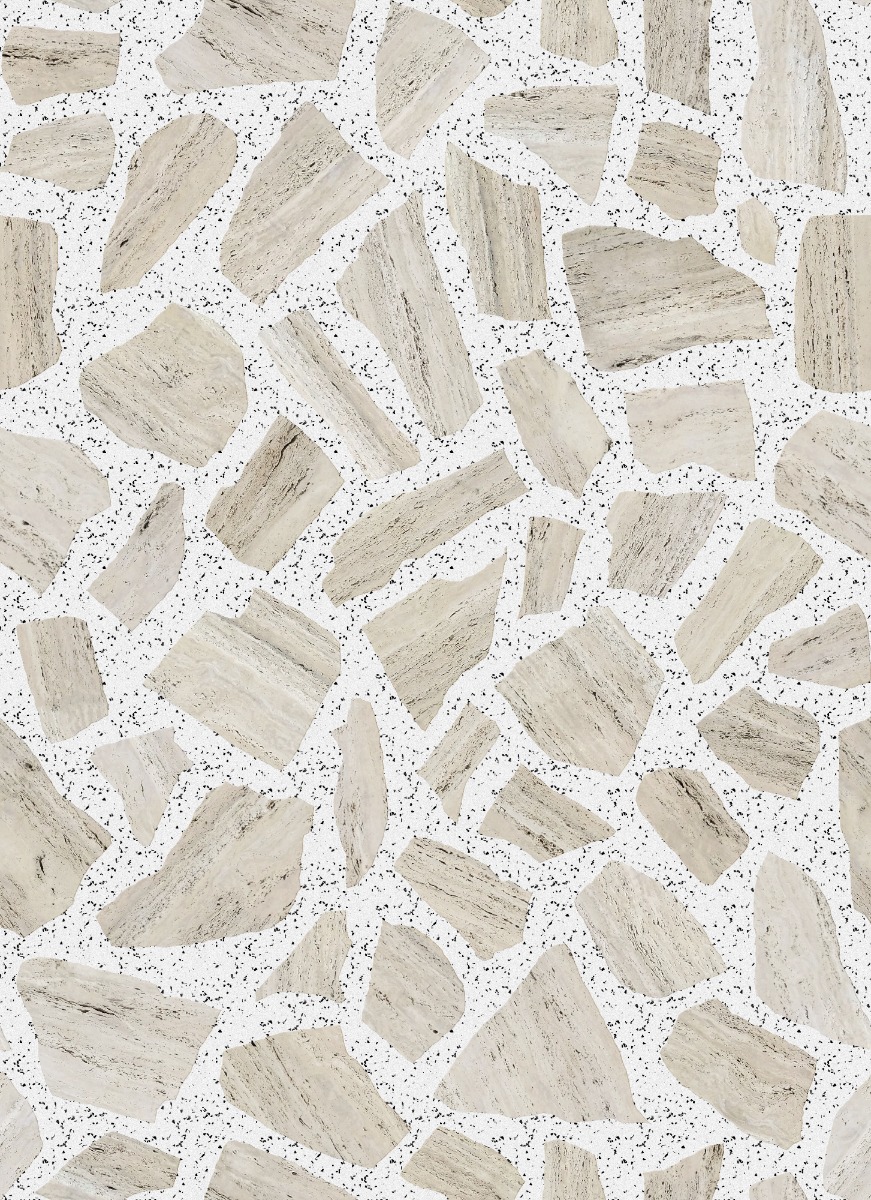 A seamless stone texture with travertine blocks arranged in a Corfiot pattern