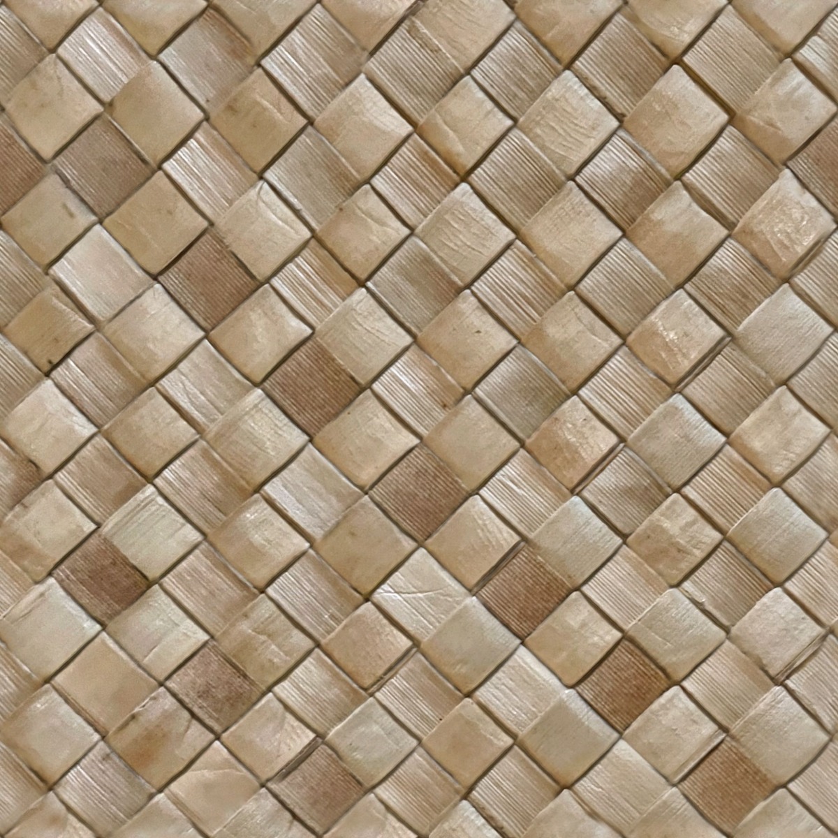 A seamless organic texture with woven palm leaf units arranged in a None pattern