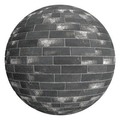 3D sphere preview of Charcoal Brick, Staggered seamless texture