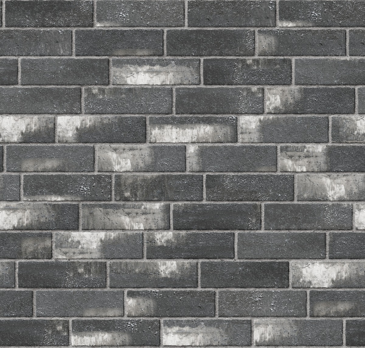 A seamless brick texture with charcoal brick units arranged in a Staggered pattern