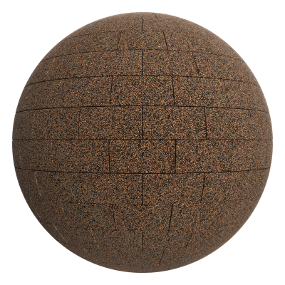 3D sphere preview of Cork and Rubber Composite, Stretcher seamless texture