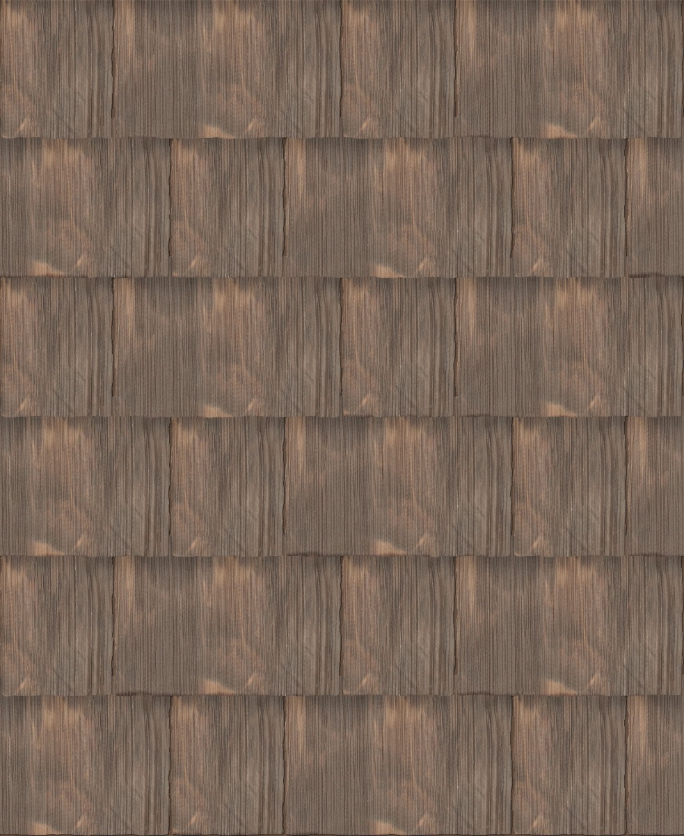 A seamless tile texture with davinci select shake aged cedar tiles arranged in a Flemish pattern