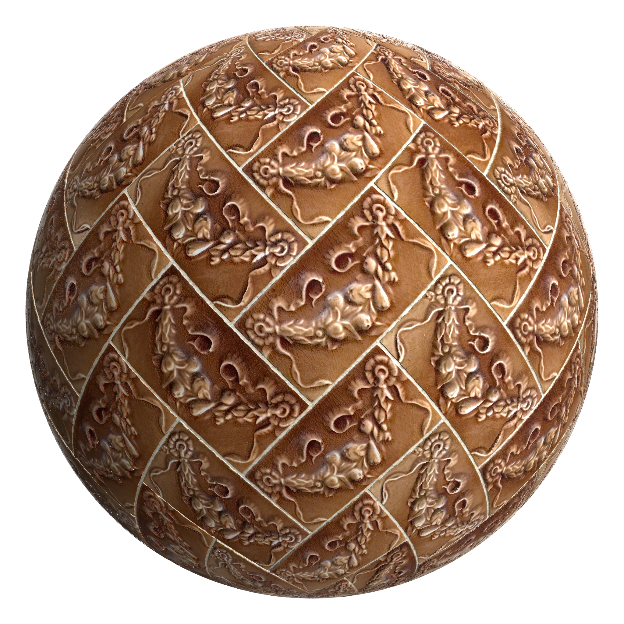 3D sphere preview of Garland Tile, Herringbone seamless texture