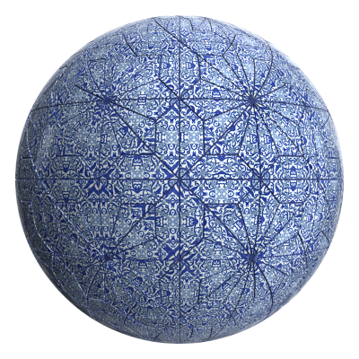 3D sphere preview of Ornate Tile, Diamond Continuous Versailles seamless texture