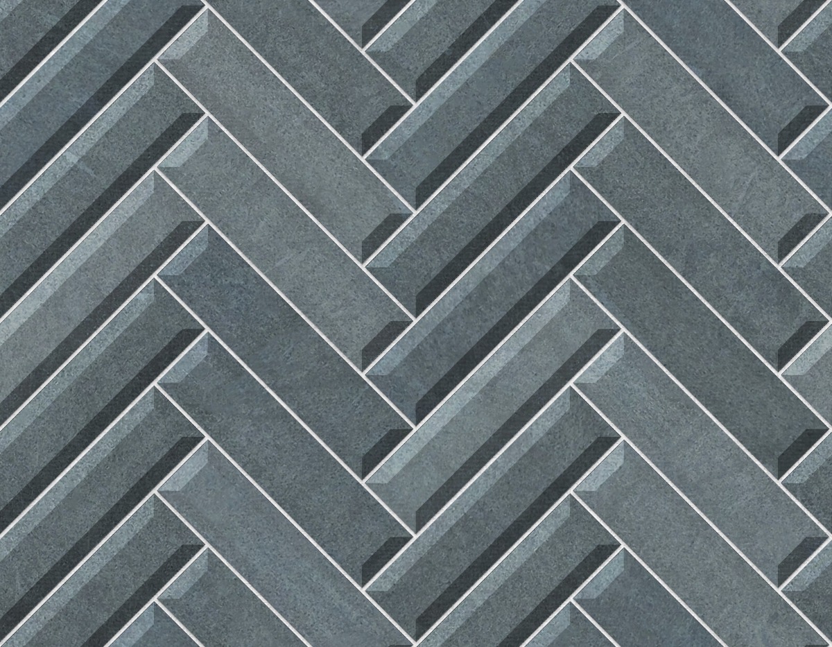 A seamless stone texture with slate blocks arranged in a Herringbone pattern