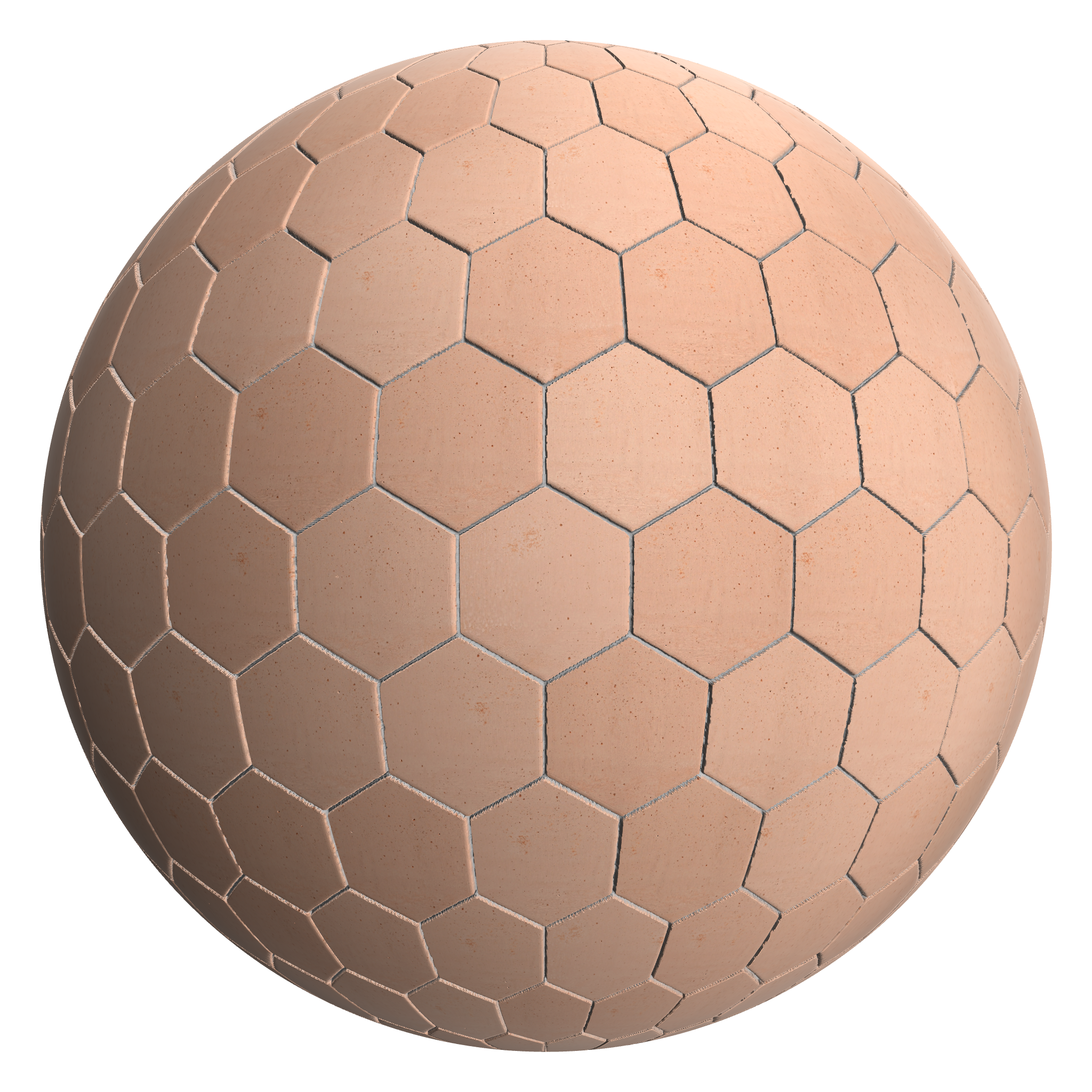 3D sphere preview of Terracotta, Hexagonal seamless texture