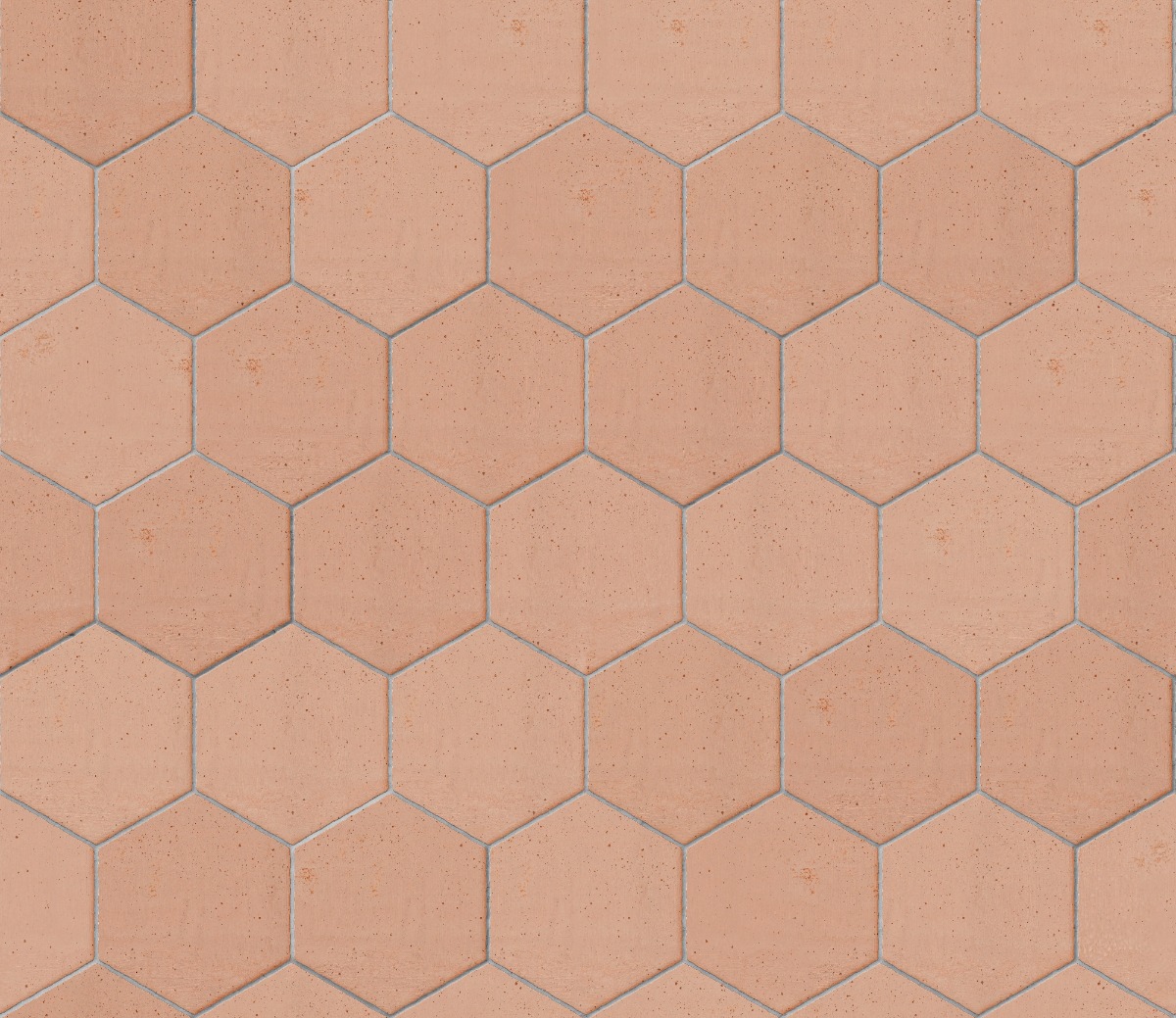 A seamless tile texture with terracotta tiles arranged in a Hexagonal pattern