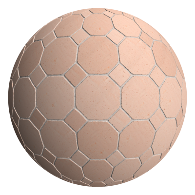 3D sphere preview of Terracotta, Octagon Square seamless texture
