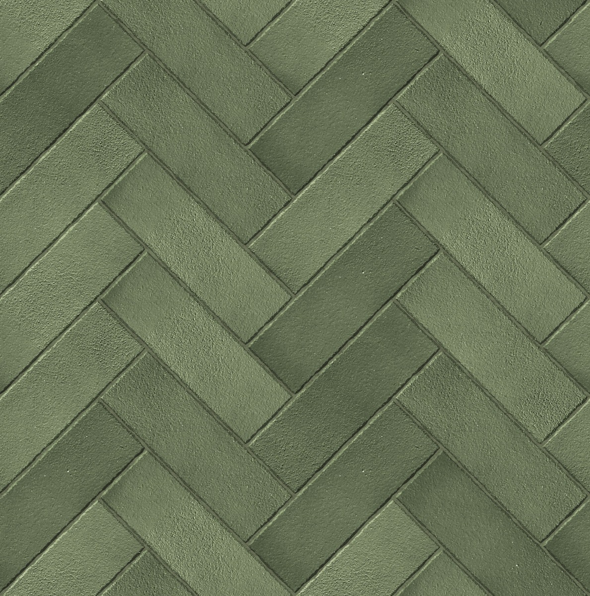 A seamless tile texture with roots green tiles arranged in a Herringbone pattern