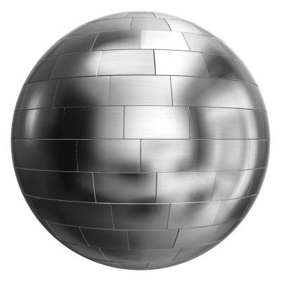 3D sphere preview of Stainless Steel, 1/4 Running Bond seamless texture