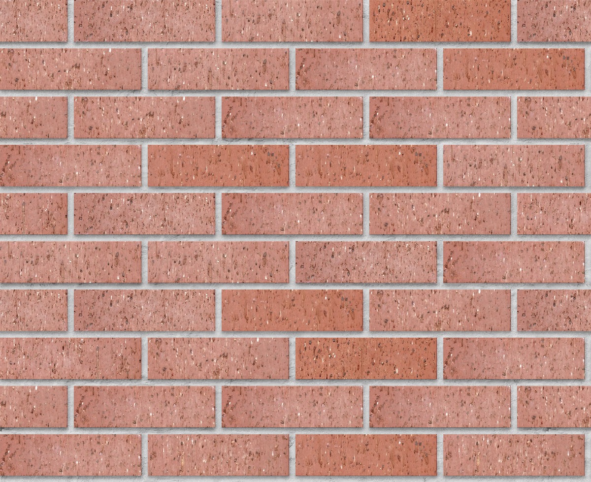 A seamless brick texture with rose blend velour face brick units arranged in a Stretcher pattern