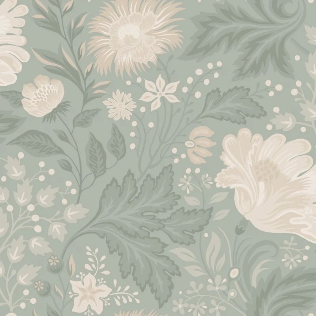 A seamless wallpaper texture with ava, sage green units arranged in a None pattern