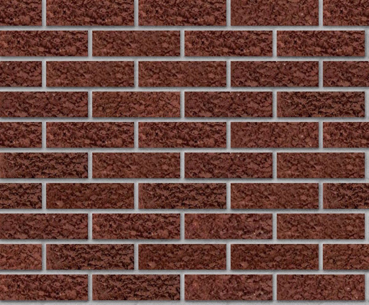 A seamless brick texture with burgundy blend matt thinbrick modular units arranged in a Stretcher pattern