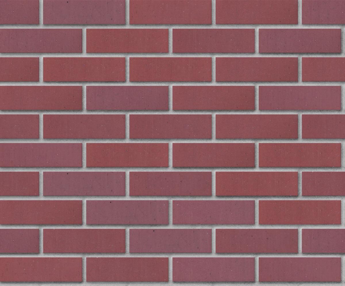 A seamless brick texture with burgundy blend smooth thinbrick modular units arranged in a Stretcher pattern