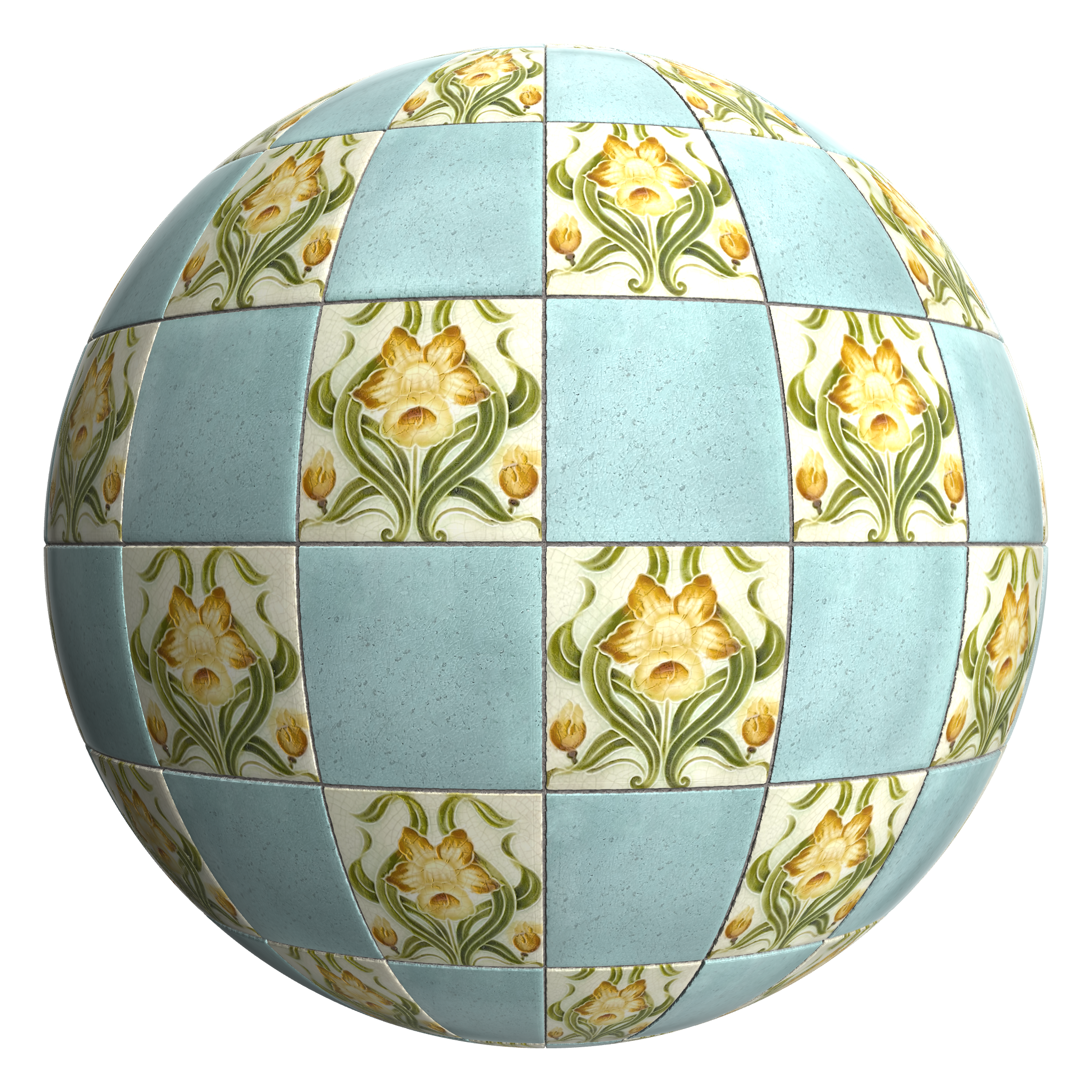 3D sphere preview of Daffodil Tile, Stack seamless texture