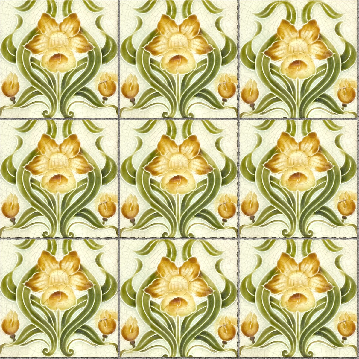 A seamless tile texture with daffodil tile tiles arranged in a Stack pattern