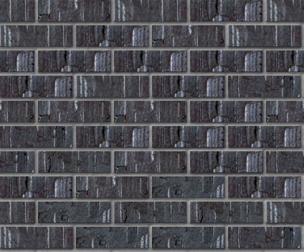 A seamless brick texture with dark ironspot artisan thinbrick modular units arranged in a Stretcher pattern