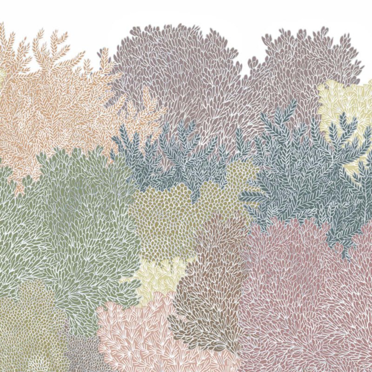 A seamless wallpaper texture with hideaway, gentle units arranged in a None pattern