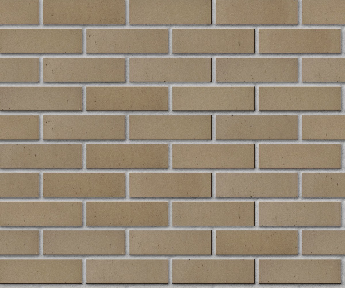 A seamless brick texture with light sandstone smooth thin brick modular units arranged in a Stretcher pattern