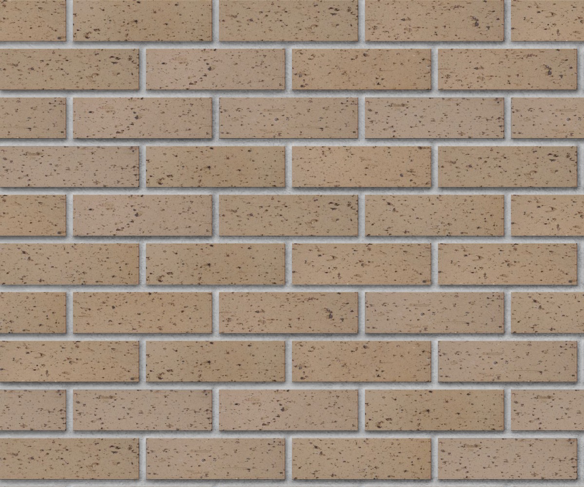 A seamless brick texture with light sandstone velour thinbrick modular units arranged in a Stretcher pattern