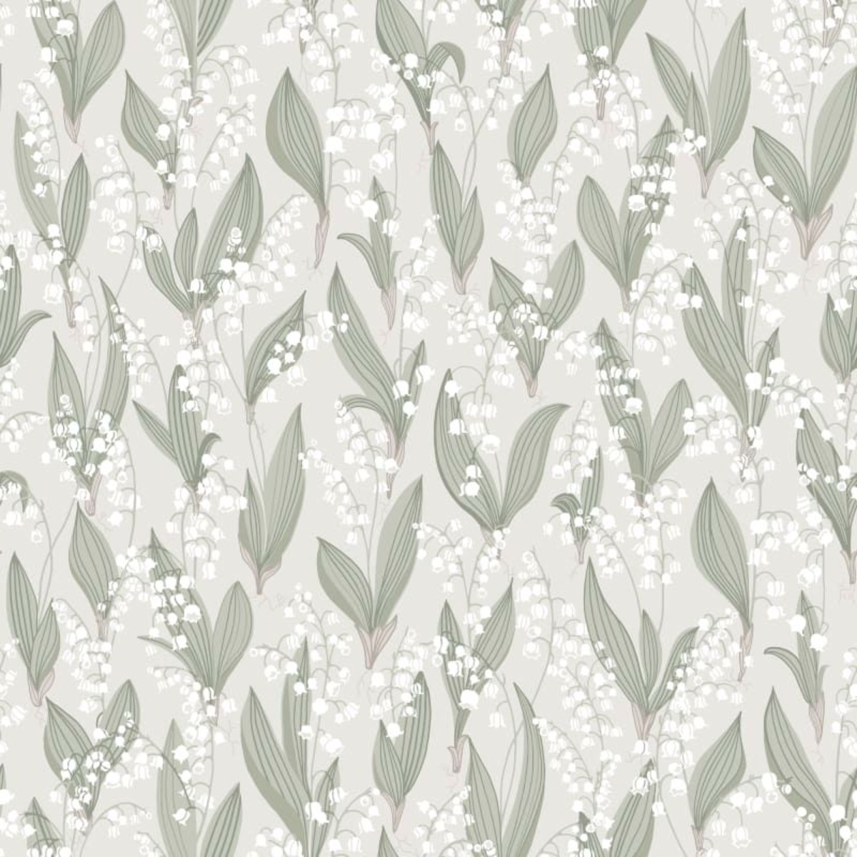 A seamless wallpaper texture with liljekonvalj, spring green units arranged in a None pattern