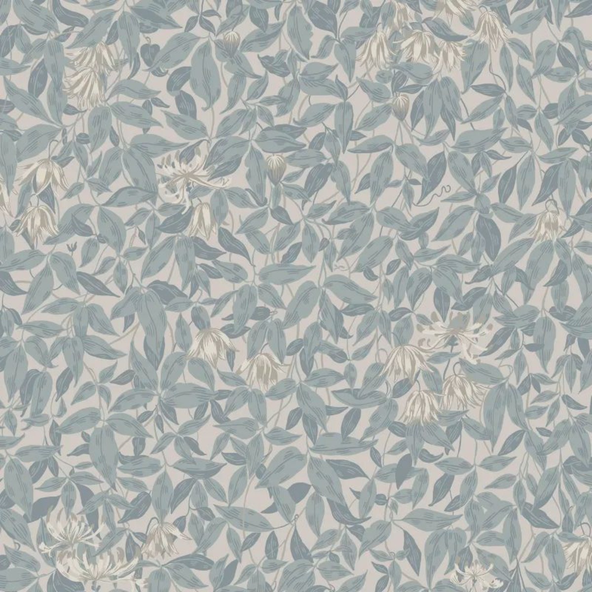 A seamless wallpaper texture with linnea, misty blue units arranged in a None pattern