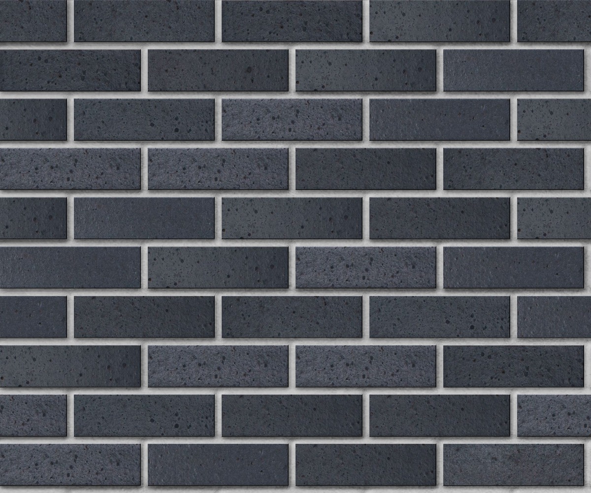 A seamless brick texture with manganese ironspot smooth thinbrick modualr units arranged in a Stretcher pattern