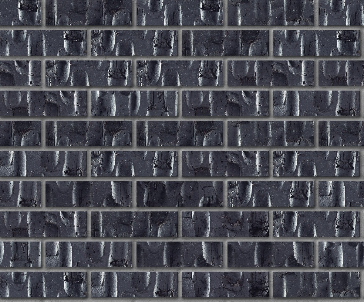 A seamless brick texture with manganese irosnpot artisan thin brick modular units arranged in a Stretcher pattern