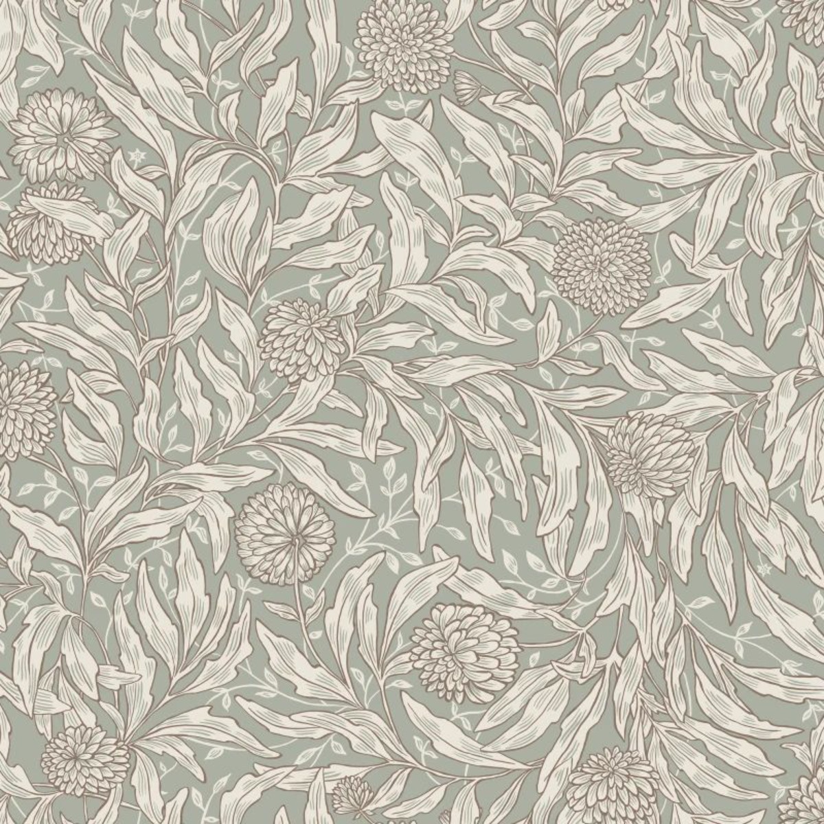 A seamless wallpaper texture with olof, sage green units arranged in a None pattern
