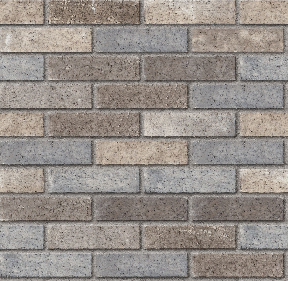 A seamless brick texture with pebblecreek warehouse brick units arranged in a Stretcher pattern