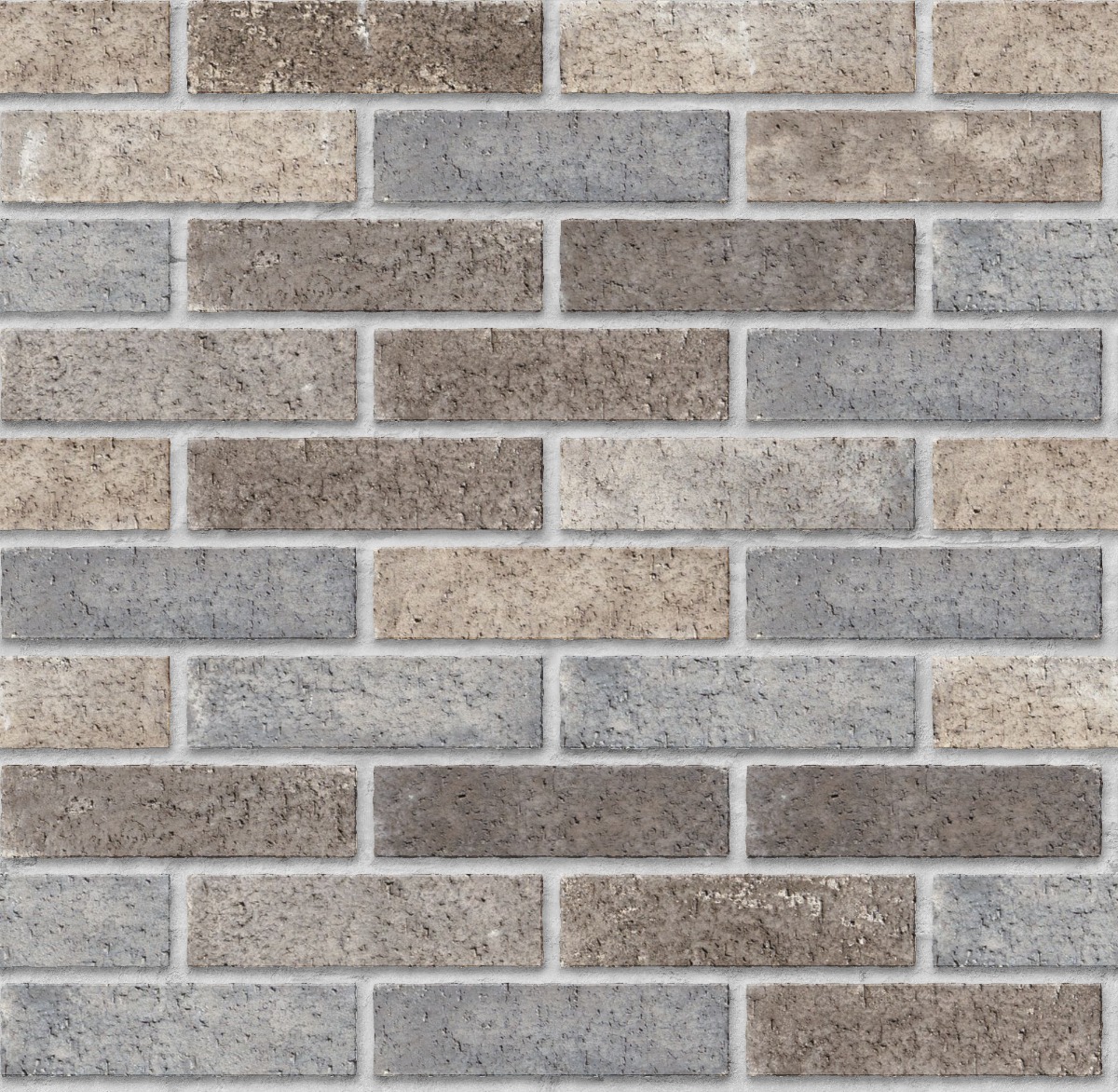 A seamless brick texture with pebblecreek warehouse brick units arranged in a Stretcher pattern