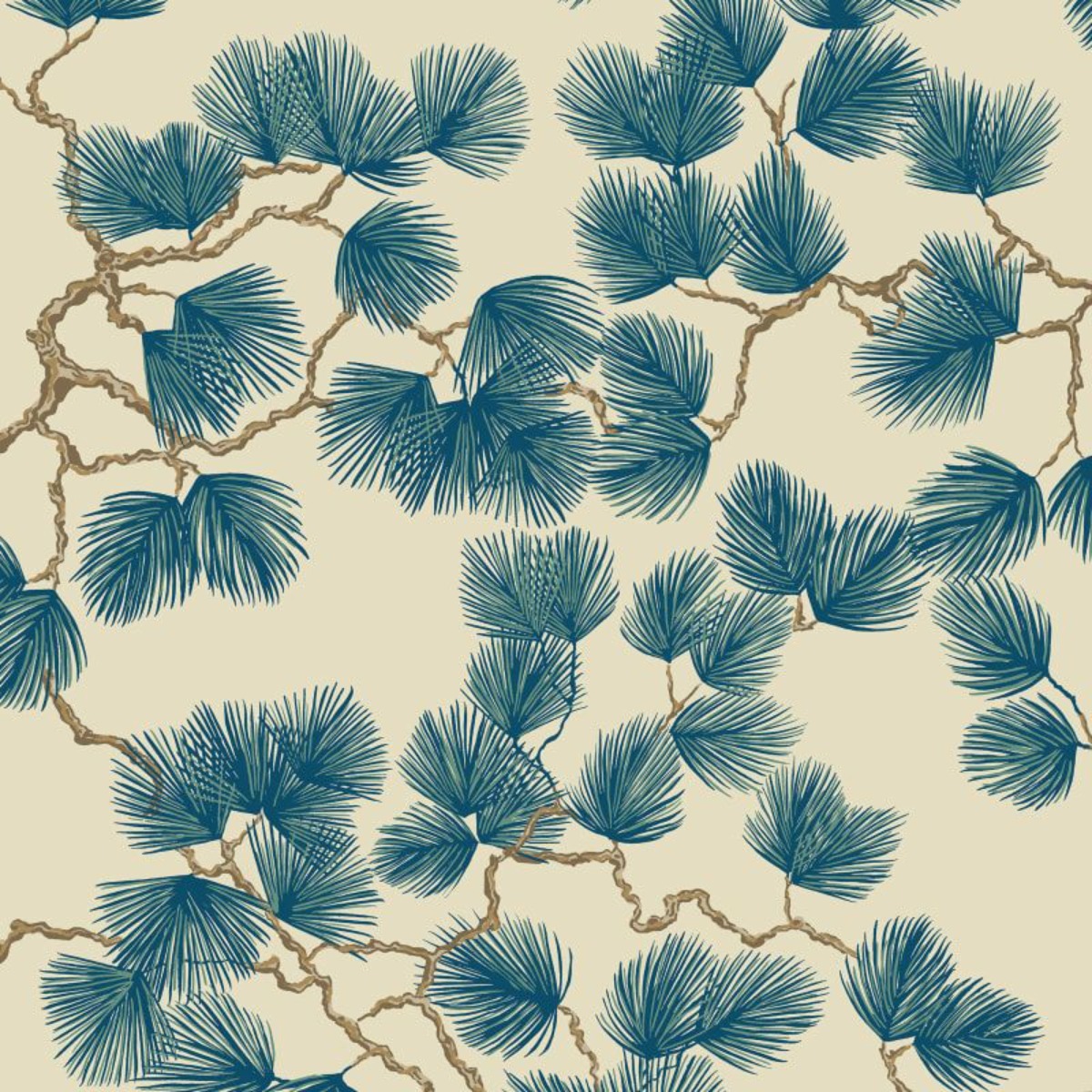 A seamless wallpaper texture with pine, blue units arranged in a None pattern