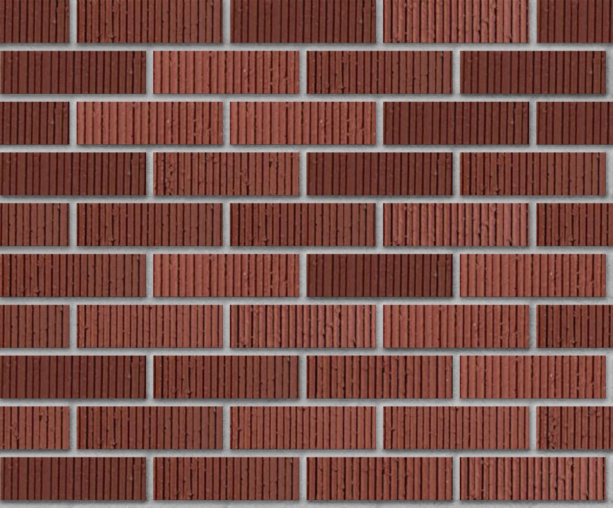 A seamless brick texture with red blend vertical score thinbrick modular units arranged in a Stretcher pattern