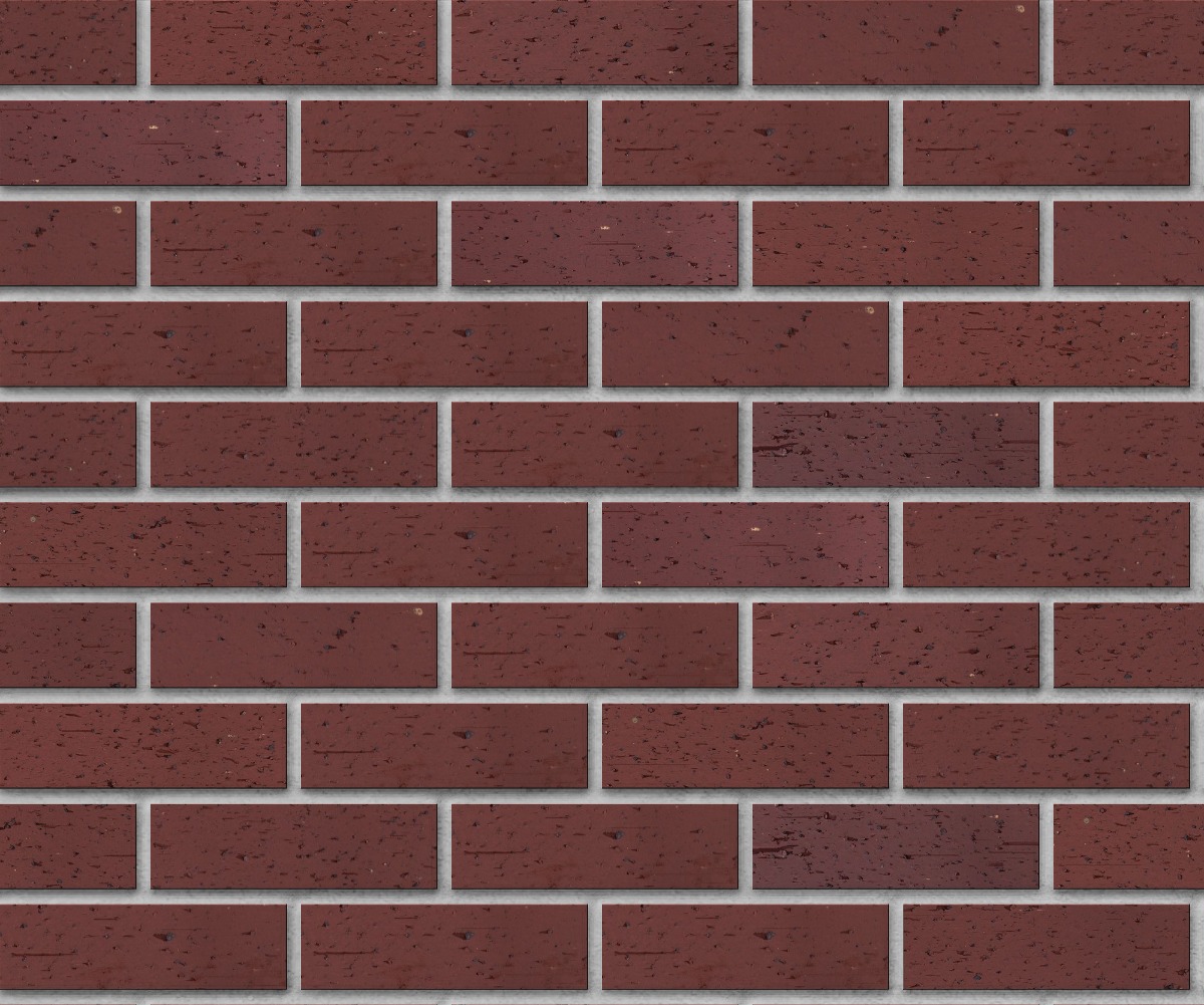 A seamless brick texture with ruby red velour thin brick modular units arranged in a Stretcher pattern