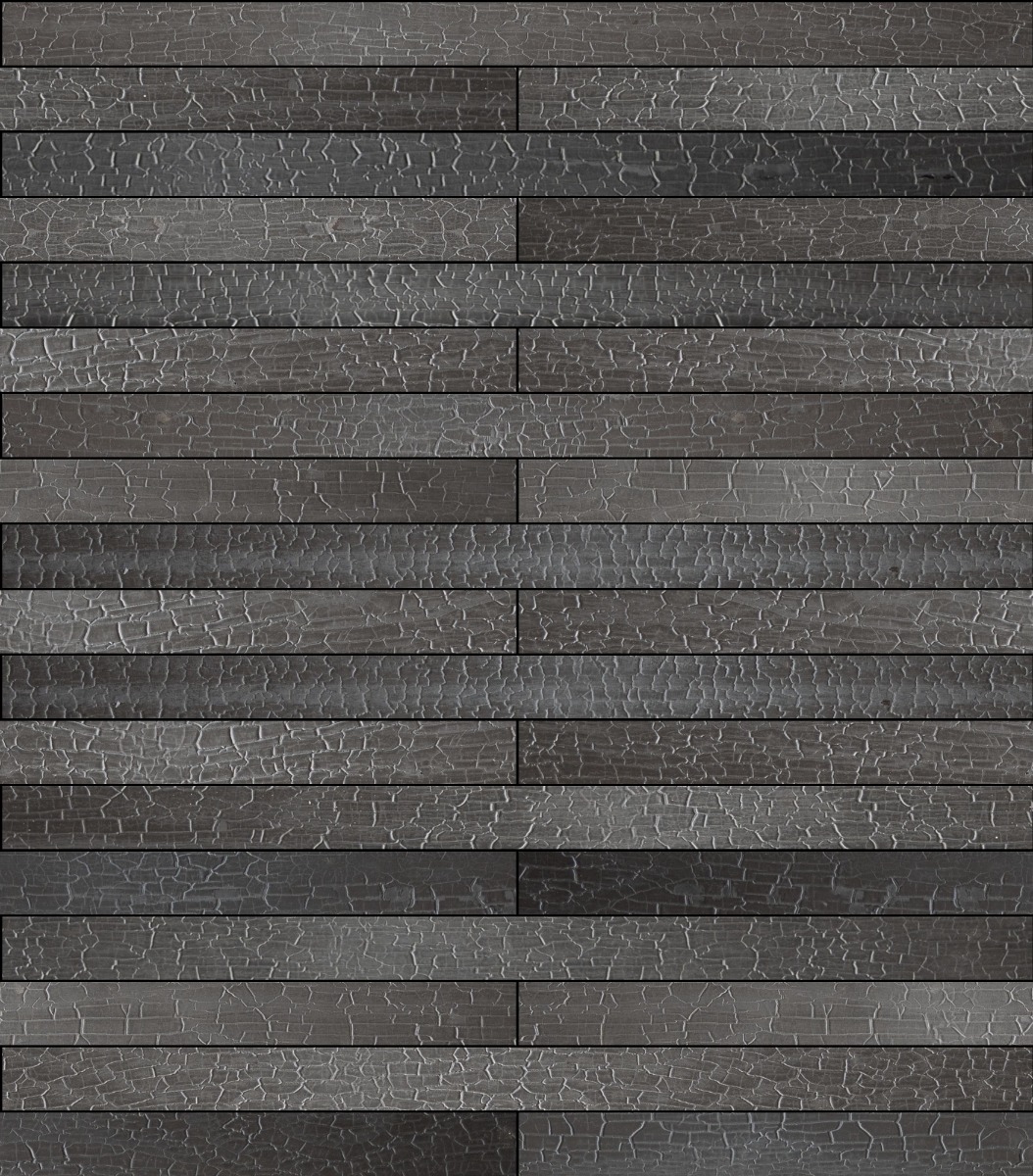 A seamless wood texture with abodo, shou sugi ban boards arranged in a Stretcher pattern