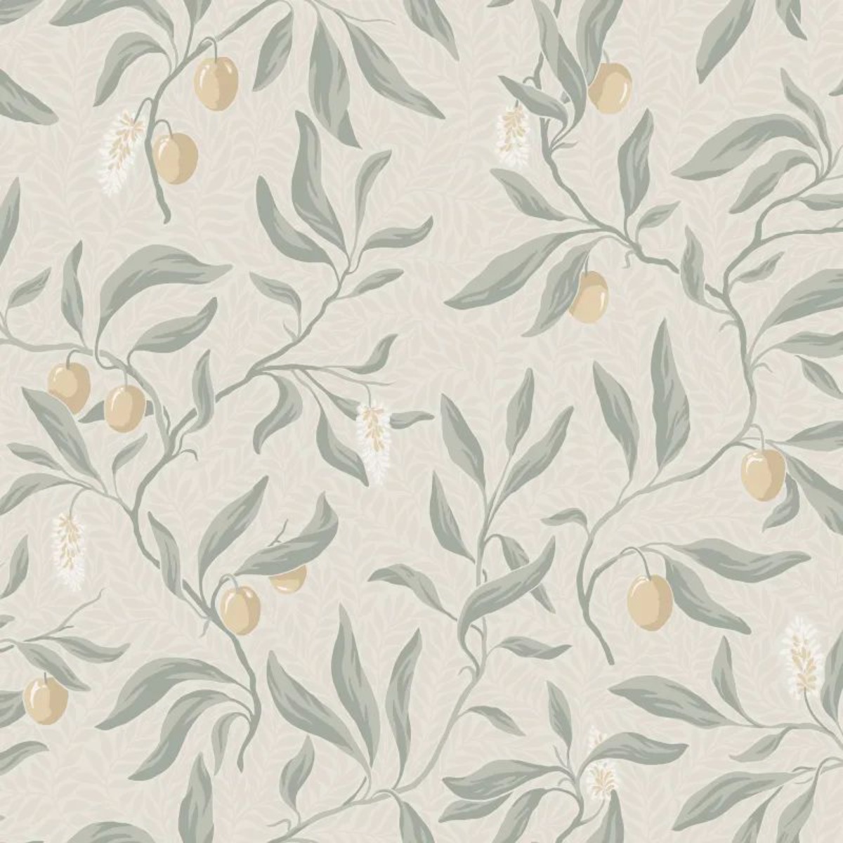 A seamless wallpaper texture with vinnie, sage green units arranged in a None pattern