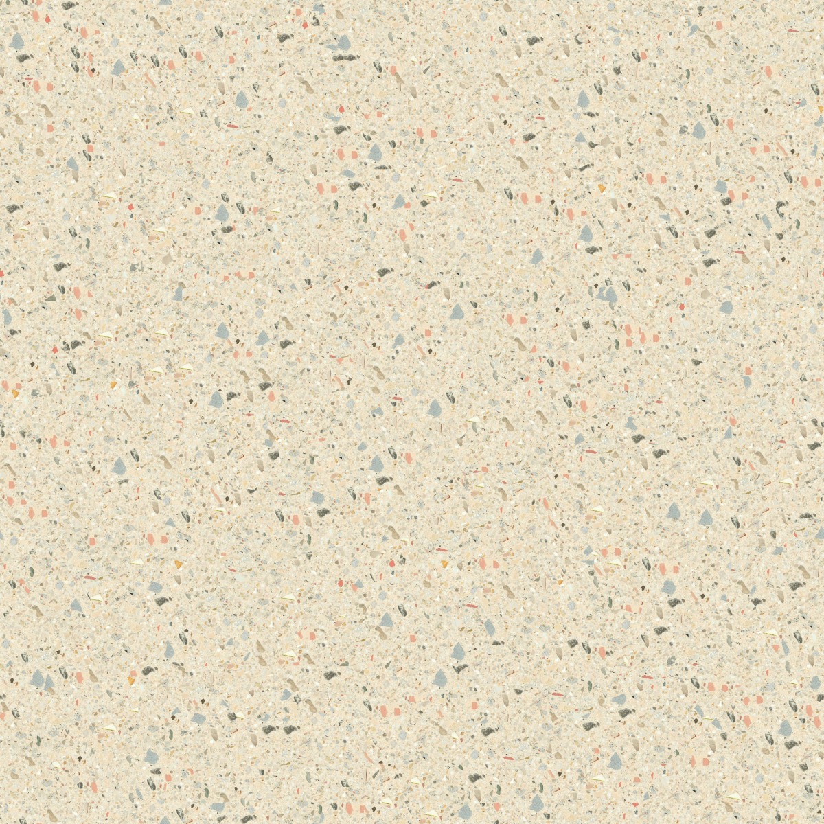 A seamless terrazzo texture with eggn pera units arranged in a None pattern