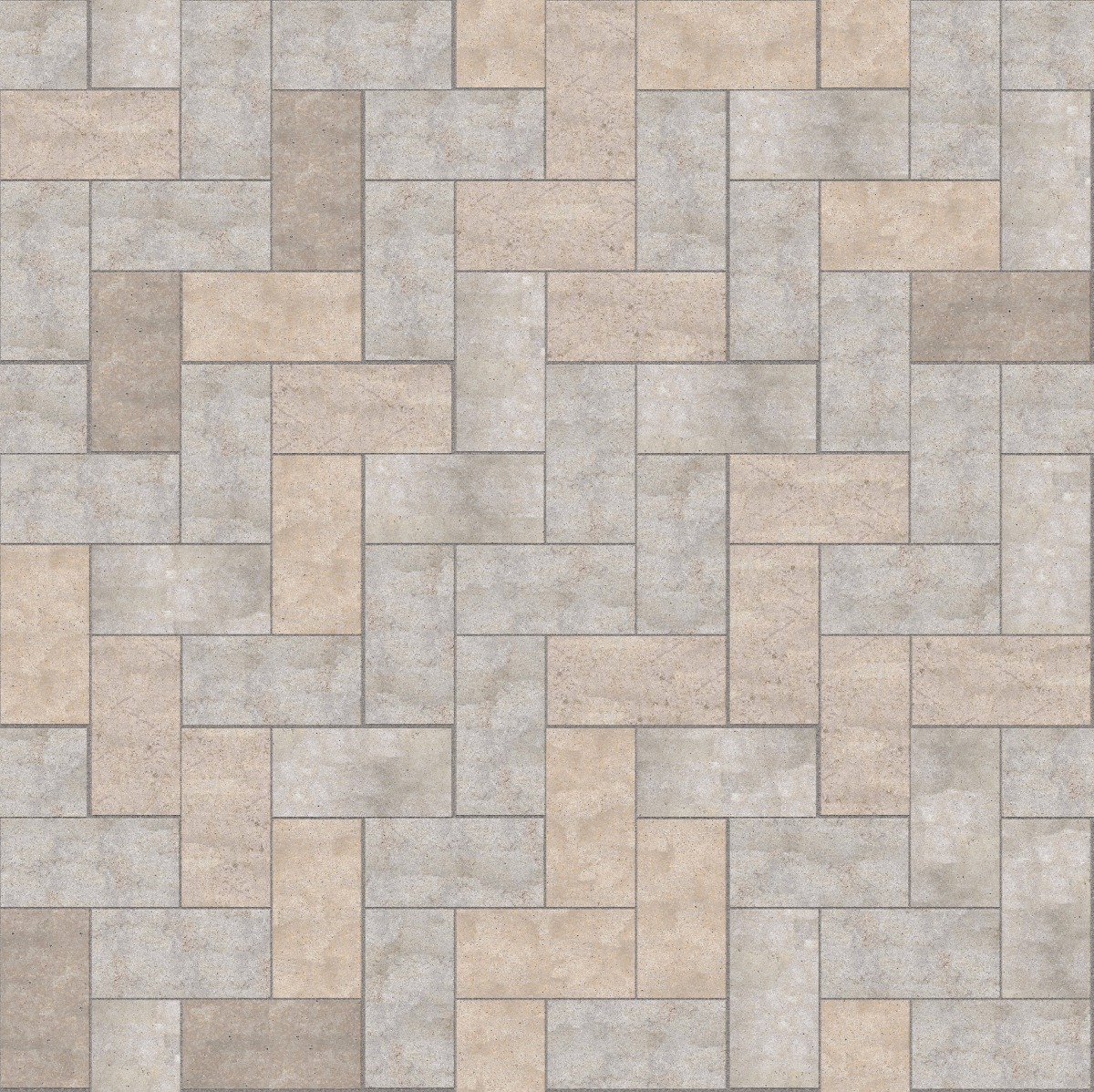 A seamless stone texture with m1214 sdm381 golden buff limestone - flamed blocks arranged in a Paving - Standard Herringbone - Sawn Edge - Dimensional 2 Pieces 1 Size - DP015 pattern