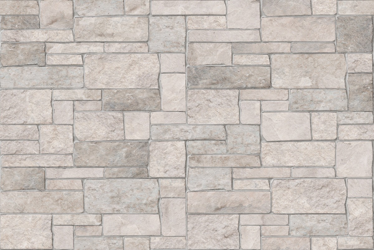 A seamless stone texture with m1224 sdm390 fond du lac limestone - split-face seamface blocks arranged in a Veneer - Ashlar - Sawn Edge - 6-20" Widths 2.5/5/7.5" Heights - DP102 pattern