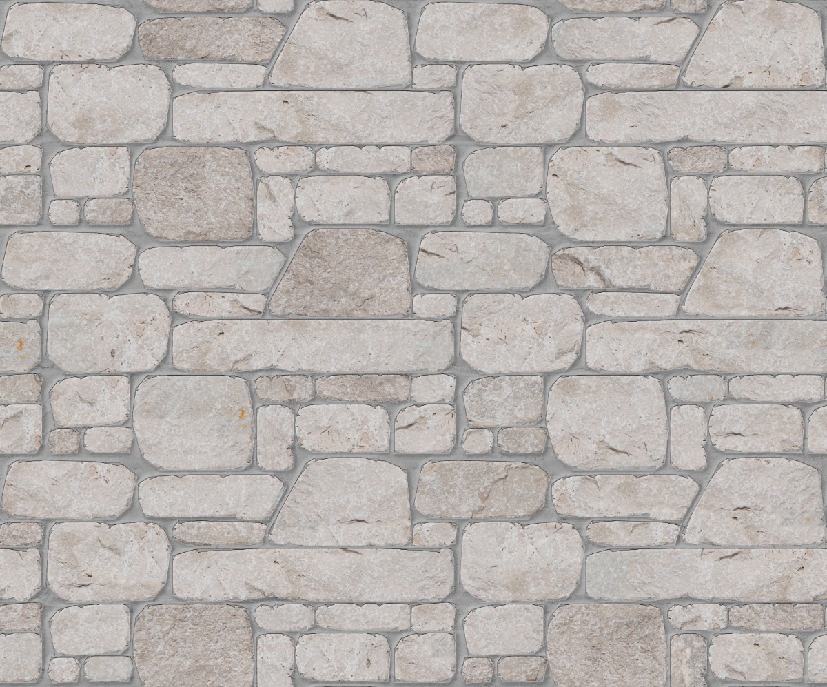 A seamless stone texture with m1255 sdm384 nordic sierra gray limestone- split-face seamface blocks arranged in a Veneer - Ashlar - Split Edge - 6-30" Widths 2.5/5/7.5" Heights - DP108 pattern
