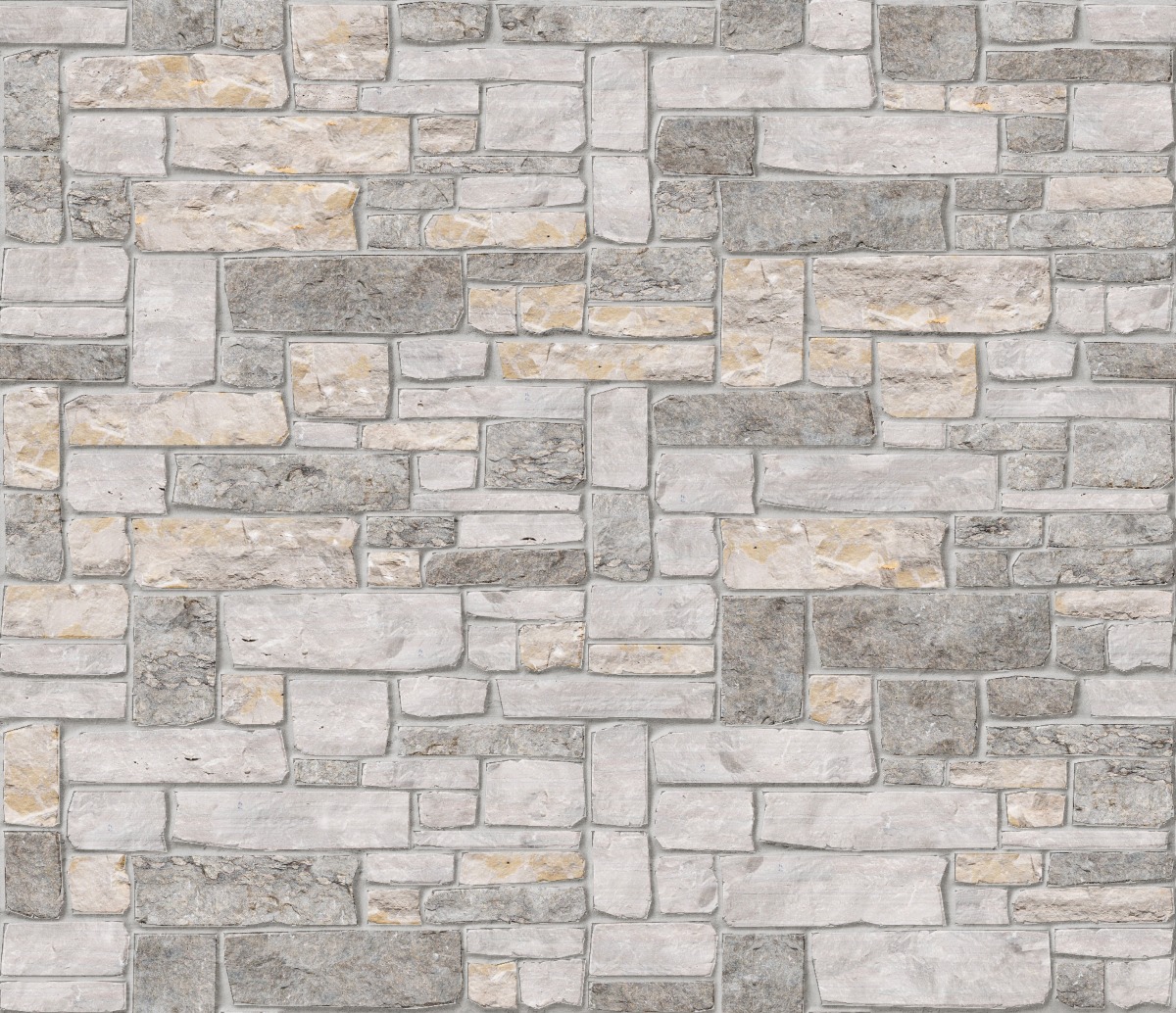 A seamless stone texture with m1256 sdm389 fond du lac colonial limestone - split-face blocks arranged in a Veneer - Ashlar - Split Edge - Random Sizes 6x2" to 18x9" - DP104 pattern