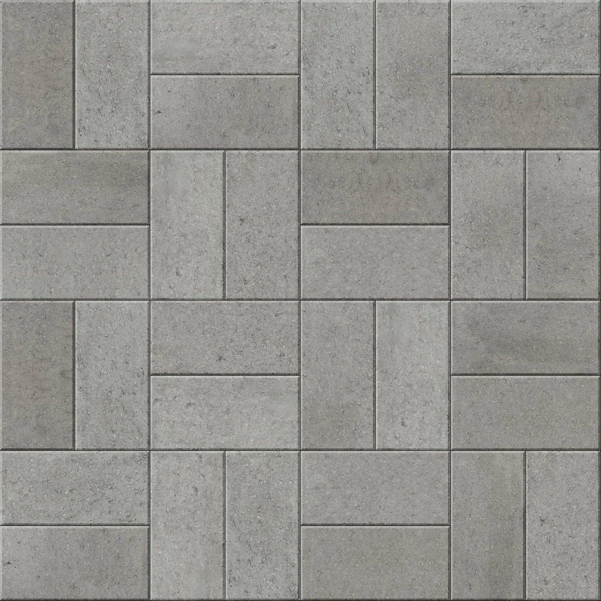 A seamless stone texture with flagstone pewter blocks arranged in a Basketweave pattern