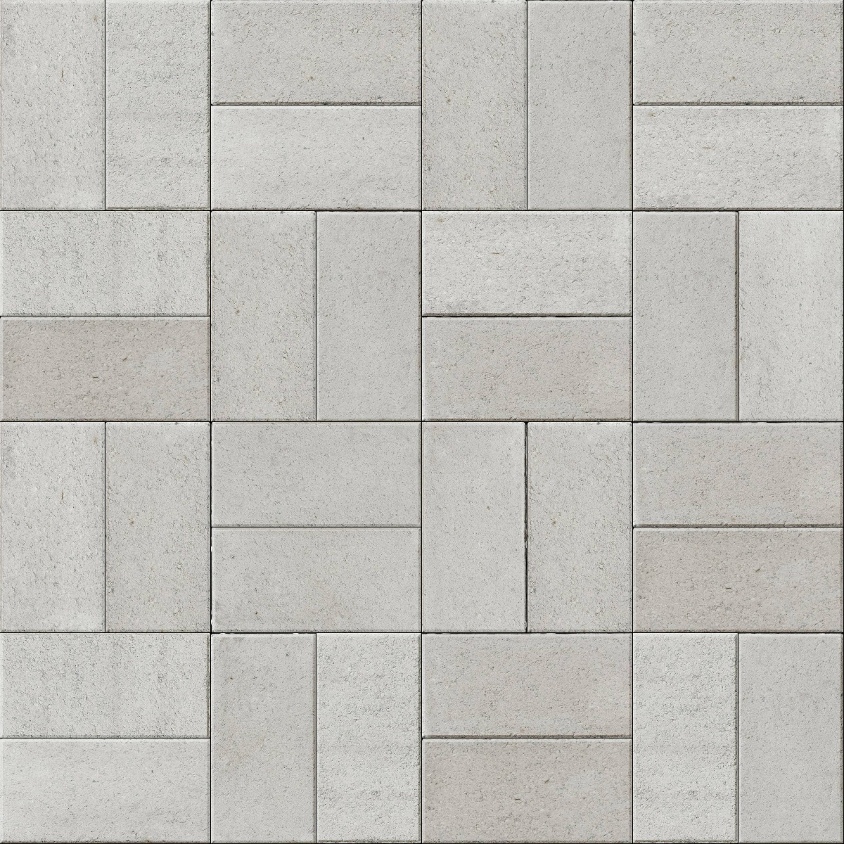 A seamless stone texture with flagstone silver blocks arranged in a Basketweave pattern